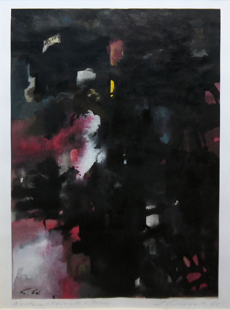 0159-Lothar Griesbach, 3er Serie "Verwandlung", "Nocturn" und "Strukturen", 3 Aquarelle von 1962, gerahmt - Image 4