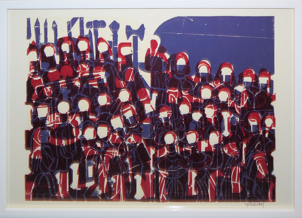 0161-HAP Grieshaber, 3 doppelblattgroße, sign. Farbholzschnitte "Dran, dran, weil Ihr Tag habt", alle 3 in gleicher Galerierahmung - Image 3