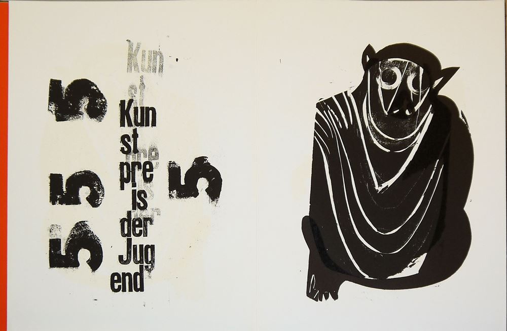 0162-HAP Grieshaber, "Affen und Alphabete", sign. Ex., Manuspresse 1962 & Mac Zimmermann, Surreale himmlische Wesen, sign. & kolor. Radierung aus "Ovids Metamorphosen" - Image 4