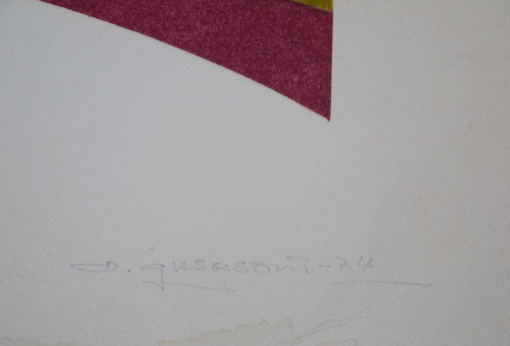 0166-Odetto Guersoni, "Formas Justapostas LXXXVI", große sign. Farblithographie von 1974 - Image 2