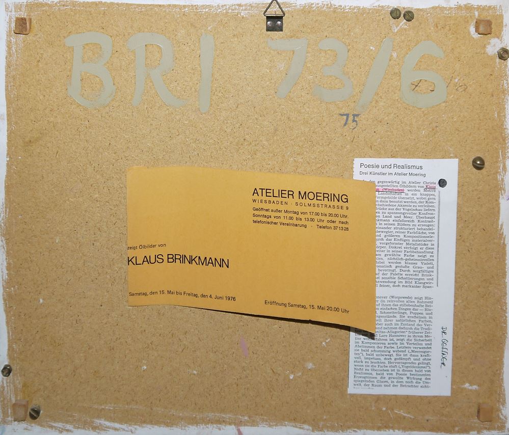 0168-Dieter Gutt & Klaus Brinkmann, 3 Ölgemälde der 1970/80er Jahre, gerahmt, mit Lit. (u.a. 3 monogr. Kat. des Frankfurter Kunstkabinetts Hanna Bekker vom Rath) - Image 6