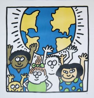 0176-Keith Haring, nach, "Children of the world", Farb-Offsetlithographie, per Stempel autorisiert vom "Keíth Haring estate", 1992