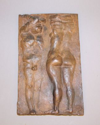 0197-Richard Heß, Paar, sich entkleidend, Bronzerelief