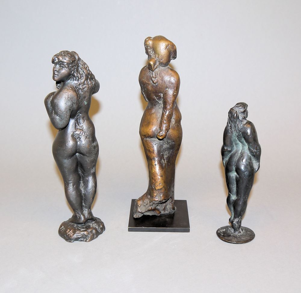 0201-Richard Heß, Weiblicher Halbakt, Bronzeplastik & Thomas Burhenne, Zwei weibliche Akte, 2 Bronzeplastiken - Image 2