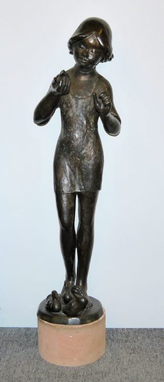 0204-Lladislav Hlina, Mädchen mit 4 Enten, Großbronze (H 116cm)