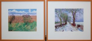 0205-David Hockney, 12 edel & gleich gerahmte Farboffsets "Landschaften in East Yorkshire" von 2006, für Selbstabholer