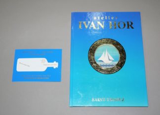 0209-Ivan Hor, Segelbooot, gefaltetes Papier, sign. Neujahrskarte mit gestanztem Segelboot & sign. Plakat, St. Tropez 1997/2001