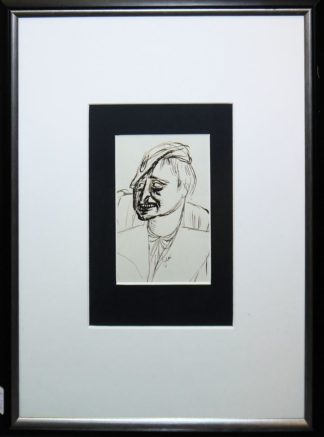 0211-Karl Hubbuch, Porträt, Tuschezeichnung, gerahmt