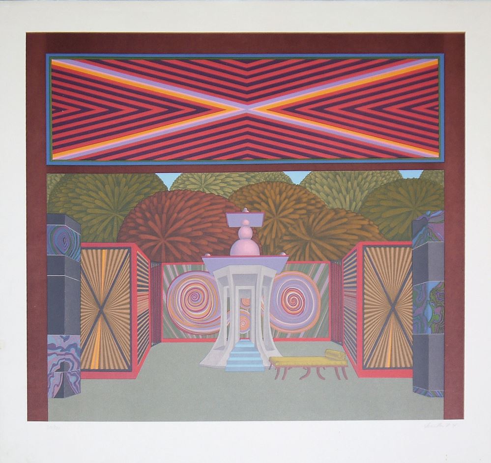 0215-Wolfgang Hutter, Raum und Halbakt, Farblithographie und Farbradierung von 1974/80, einmal gerahmt - Image 3