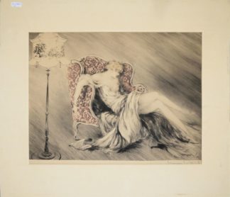 0216-Louis Icart,  Elégante dans le fauteuil, sign. Farbradierung der 1920er Jahre
