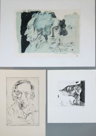0222-Horst Janssen, 3 sign. Graphiken, u.a. Selbstbildnis von 1980