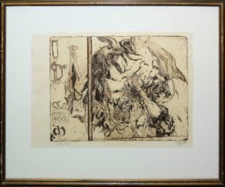 0223-Horst Janssen, Ergo-Texte, signierte Farbradierung von 1980, gerahmt