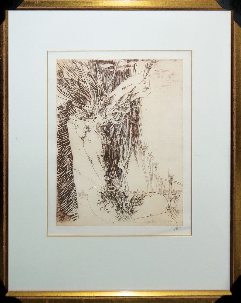 0225-Horst Janssen, Glückszeichen / Selbstporträt / Liselotten-Land / Langenhorn, 4 signierte Radierungen von 1964-87, gerahmt – Bild 3