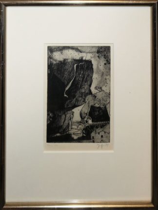 0228-Horst Janssen, "Mit Mützen" und "Sägewerk", Lithographie und Aquatintaradierung von 1966/71, gerahmt