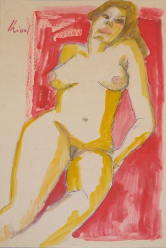 0238-Gernot Kissel, Aktportrait einer jungen Frau, Mischtechnik, signiert, & Sitzender Frauenakt, Tuschezeichnung, Vor- u. Rückseite bemalt