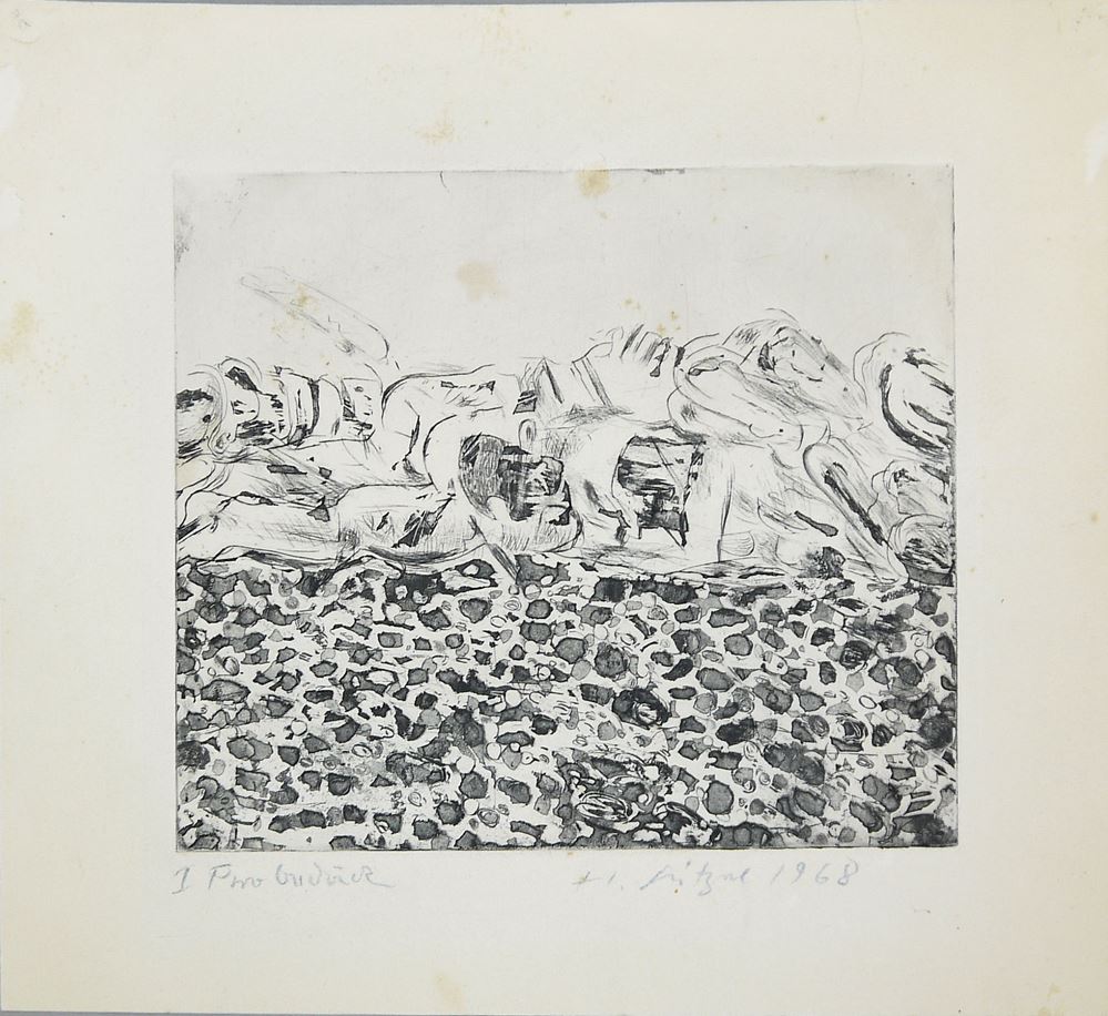 0243-Herbert Kitzel, Sammlungs-Nachlass mit 1 Ölgemälde, 1 Zeichnung sowie 4 sign. Druckgraphiken 1958 - 1968 – Bild 4