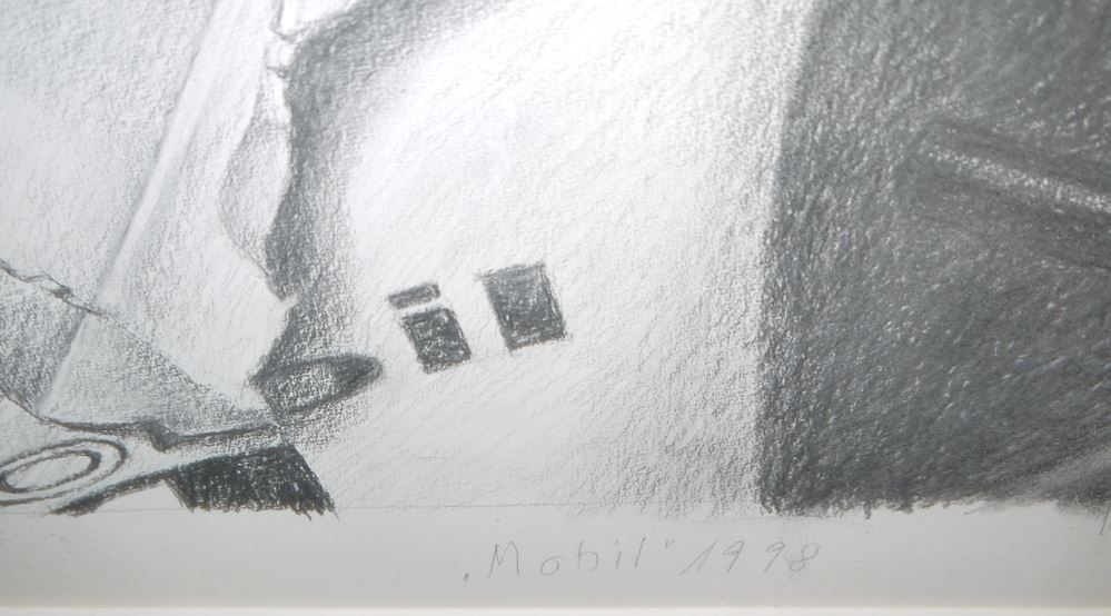 0248-Fritz Köthe, "Mobil", Bleistiftzeichnung von 1998, gerahmt, mit 2 Monographien - Image 2