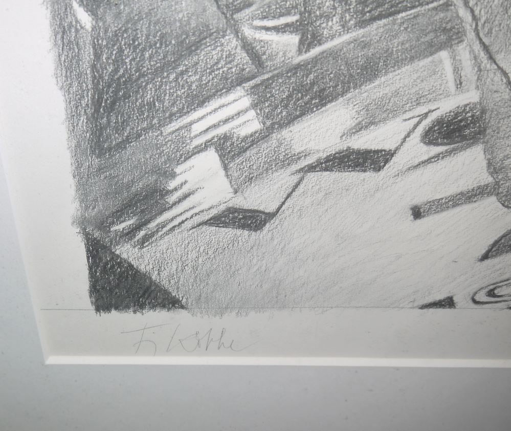 0248-Fritz Köthe, "Mobil", Bleistiftzeichnung von 1998, gerahmt, mit 2 Monographien - Image 3