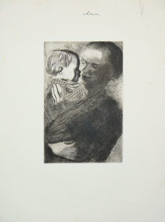 0251-Käthe Kollwitz, Mutter mit Kind auf dem Arm, Kaltnadel- Radierung von 1910