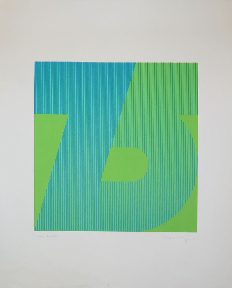 0253-Kleines Graphikkonvolut mit 5 Arbeiten konkreter Kunst, u.a. von Pfahler und Lenk - Image 2