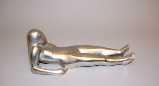 0256-Detlef Kraft, Liegender Akt, Bronzeplastik, versilbert von 1975