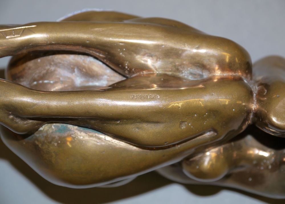 0265-Karl Heinz Krause, Ruhender weiblicher Akt, Bronzeplastik von 1987 - Image 5