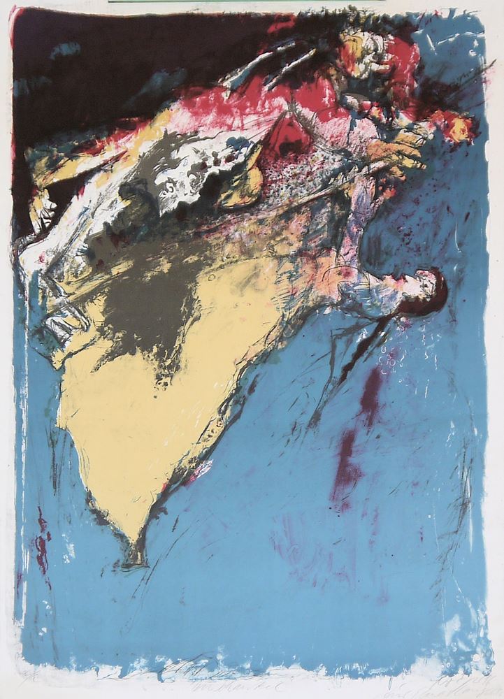 0273-Pierre Kröger, Abstrakte Kompositionen, 2 große Aquarelle und eine Farblithographie - Image 3