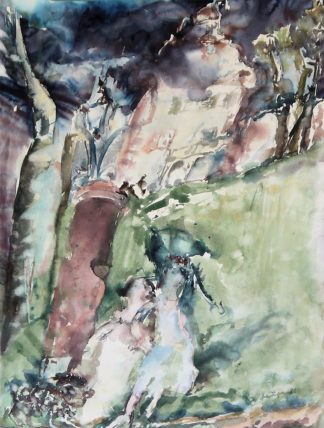 0273-Pierre Kröger, Abstrakte Kompositionen, 2 große Aquarelle und eine Farblithographie