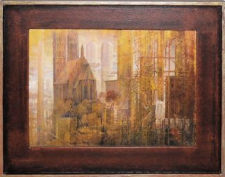 0274-Klaus Kugler, "Landschaft mit Harfnerin", Tempera von 2004