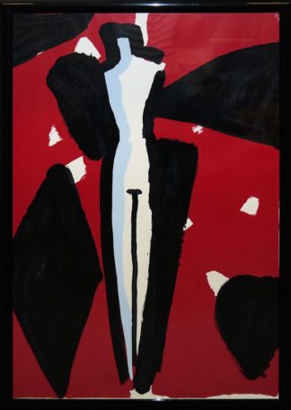 0276-Aki Kuroda, Figure féminine abstraite - abstrahierte weibliche Figur, sehr große signierte Farblithographie in Galerierahmung
