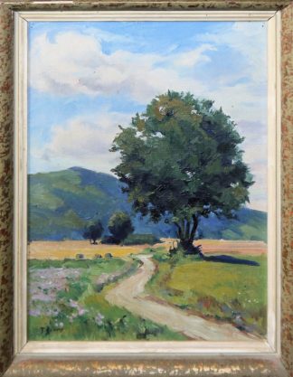 0277-Robert Kuven, Sommerliche Landschaft mit Feldweg, Ölgemälde