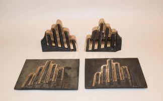 0284-Helmut Lander, 4 x Der Hochzeitsturm von Darmstadt, Bronzereliefs von 1992