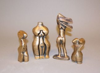 0288-Helmut Lander, Vier weibliche Akte bzw. Torsi, Bronzeplastiken von 1982/ o.J.