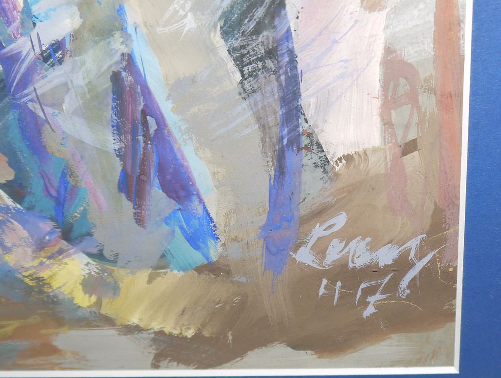 0294-Bruno Lenz, Bei der Morgentoilette, Gouache von 1957, mit handschriftl. Widmung an Wolfgang Gurlitt, gerahmt – Bild 2