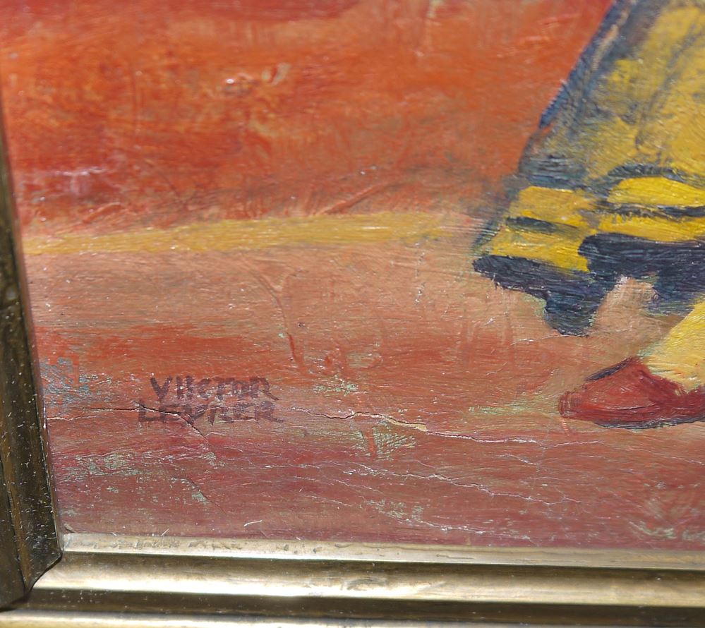 0297-Victor Leyrer, Flamenco-Tänzerin, Ölgemälde vor 1924, im Originalrahmen – Bild 3