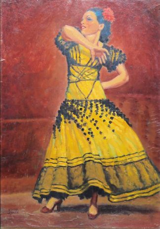 0297-Victor Leyrer, Flamenco-Tänzerin, Ölgemälde vor 1924, im Originalrahmen
