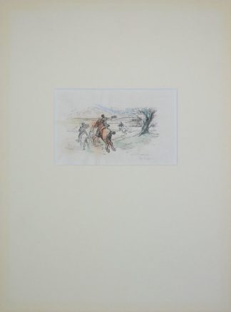 0298-Max Liebermann, Reiter, kolorierte Lithographie, handsigniert