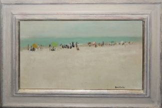 0321-Henri-André Martin, Scène de plage, impressionistisches Ölgemälde, galeriegerahmt