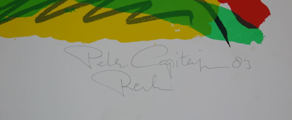 0324-Bruce Mclean und Peter Capitéyns, Abstrakte Gesichter, 2 signierte Farbserigraphien von 1983 – Bild 2