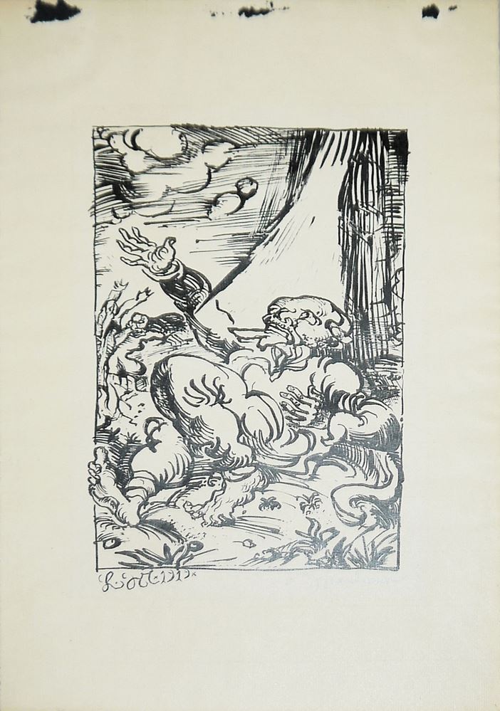 0326-Ludwig Meidner, Vision des Apostels Paulus, Lithographie von 1919 sowie Willy Jaeckel, Frauenakt, Lithographie – Bild 2