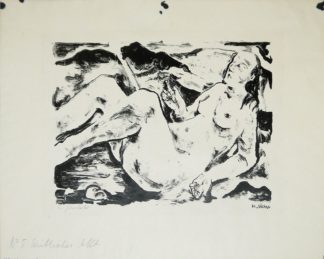 0326-Ludwig Meidner, Vision des Apostels Paulus, Lithographie von 1919 sowie Willy Jaeckel, Frauenakt, Lithographie