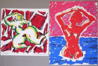 0327-Albert Merz und Heide Barthelmie, Frauenakt, 2 signierte Farbserigraphien von 1983