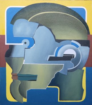 0331-Otto Mindhoff, Kopf, Acrylgemälde, dazu Mindhoff-Mappe Xylon mit 5 Graphiken von 1973