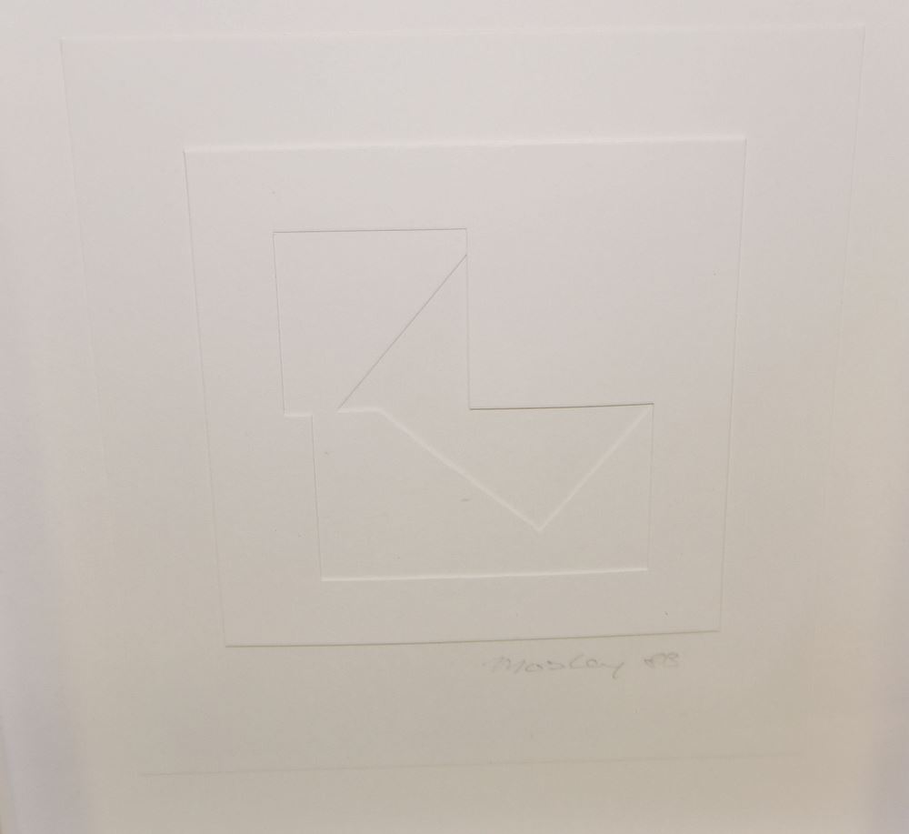 0341-Tom Mosley, Schatten-Relief, Collage, 3er Serie von 1983, gerahmt, mit Katalog – Bild 2