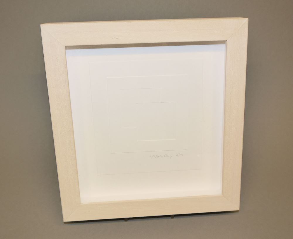 0341-Tom Mosley, Schatten-Relief, Collage, 3er Serie von 1983, gerahmt, mit Katalog – Bild 5