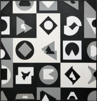 0342-Tom Mosley, Ohne Titel, Wandrelief aus Holz von 1972, mit Katalog