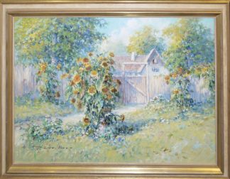 0357-Gerhard Neswadba, "Bauerngarten", großes Ölgemälde, mit Zertifikat