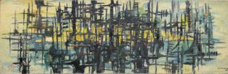 0361-Waldemar Nottbohm, "Vor dem Licht", frühes Informel, Ölgemälde von 1959 sowie kleines Ölbild von 1960, dazu Linolschnitt und Mappe mit 11 Lithographien von 1970