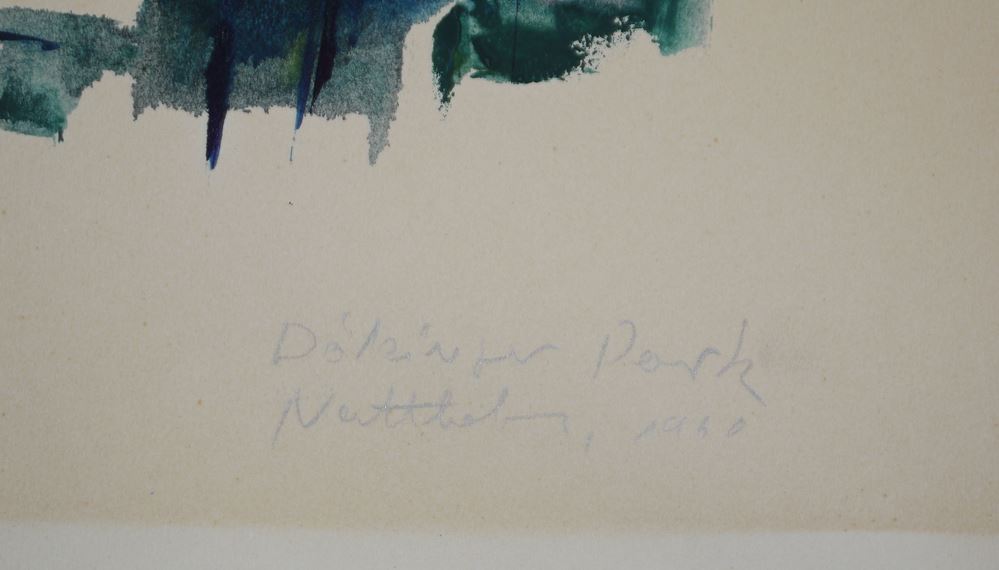0361-Waldemar Nottbohm, "Vor dem Licht", frühes Informel, Ölgemälde von 1959 sowie kleines Ölbild von 1960, dazu Linolschnitt und Mappe mit 11 Lithographien von 1970 – Bild 8