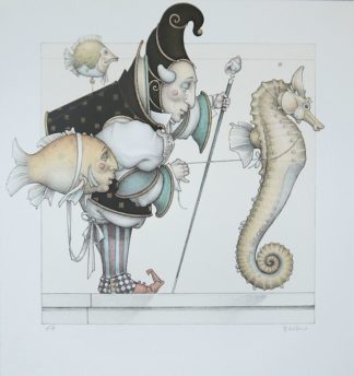 0370-Michael Parkes, The Seahorse Collector, signierte Farblithographie